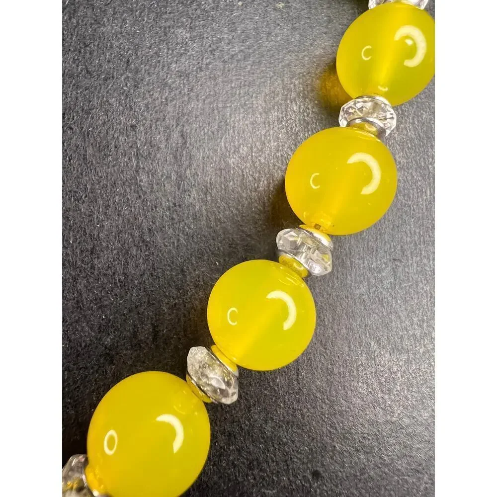 NEW Yellow chalcedony and quartz Sterling silver necklace